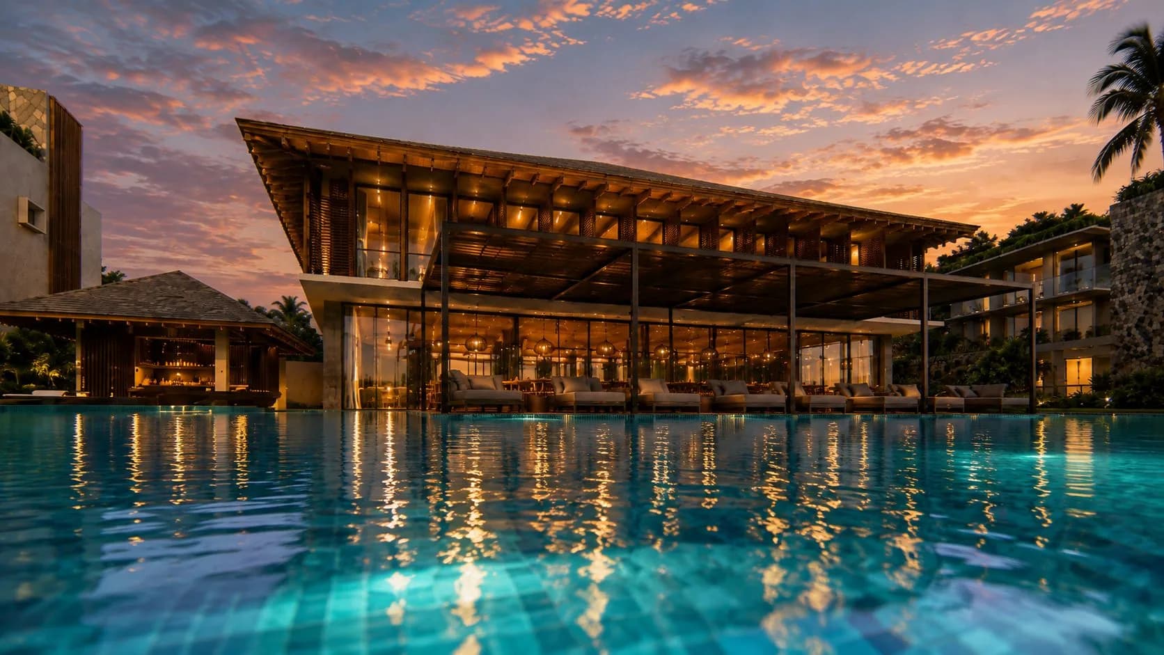 Aaru clubhouse and resort-style pool