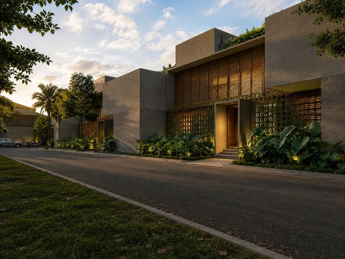 Private Villas exterior with garden pool